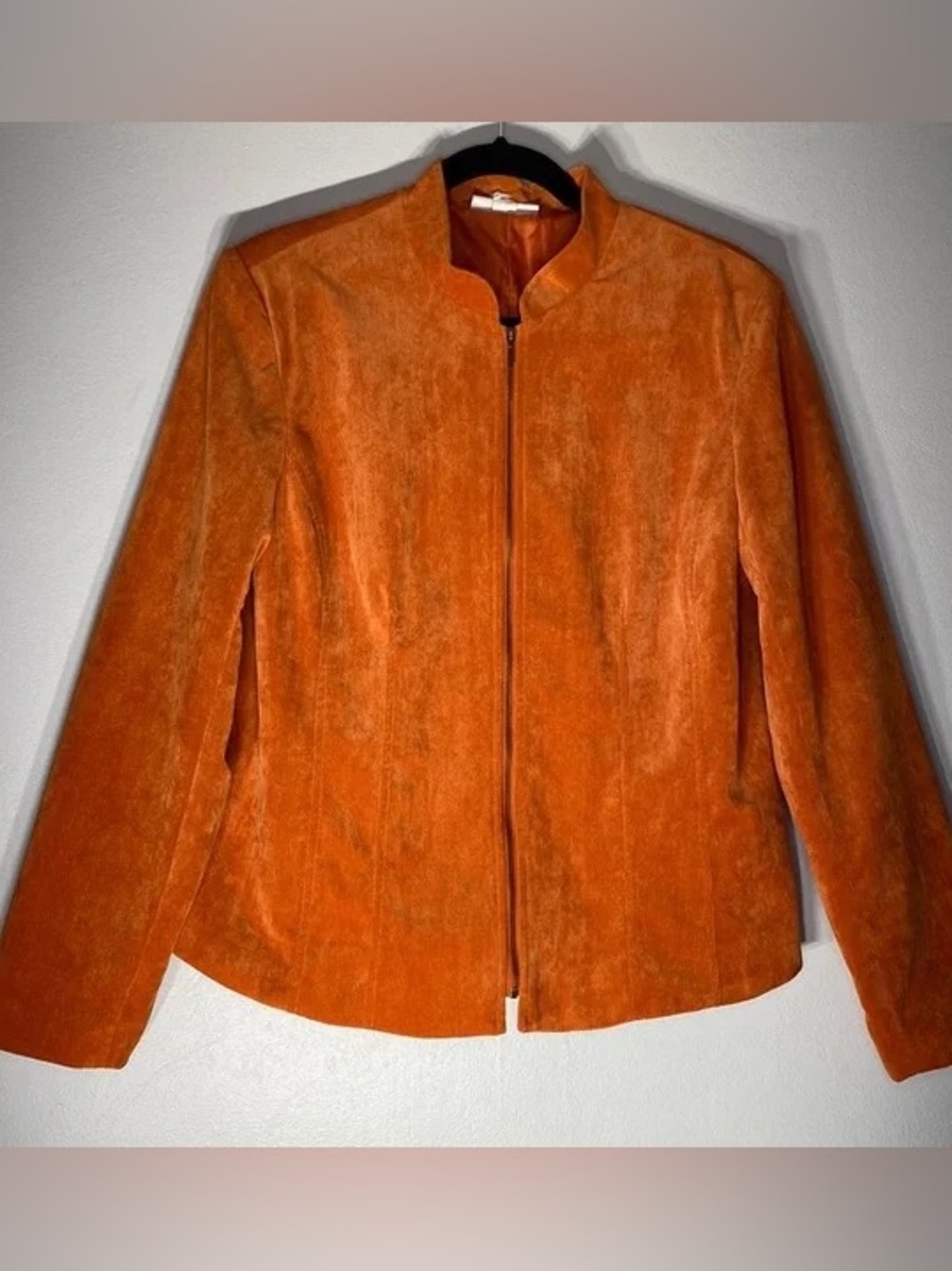 dressbarn Burnt Rust Orange Suede Zip Jacket Blazer